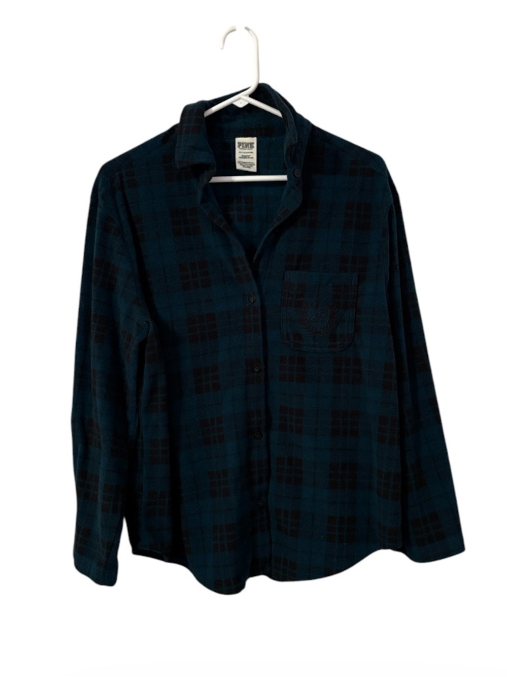 PINK Blue & Black Plaid Button Down Flannel